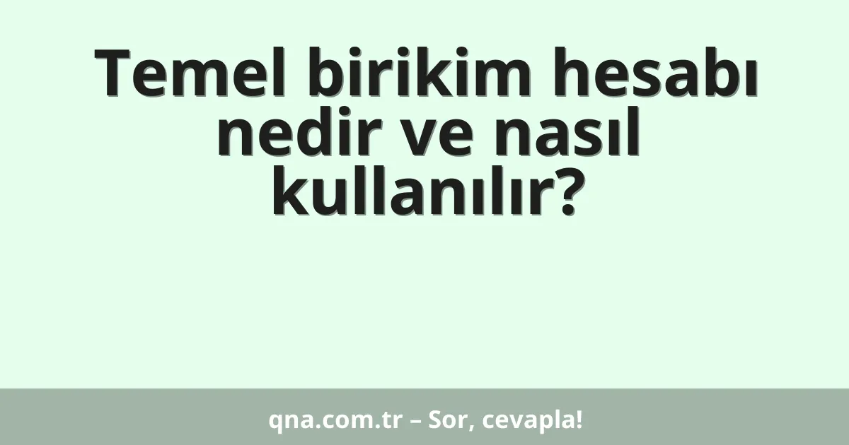 Temel birikim hesabı nedir ve nasıl kullanılır?