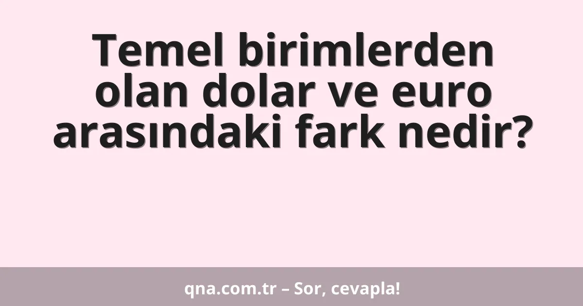 Temel birimlerden olan dolar ve euro arasındaki fark nedir?