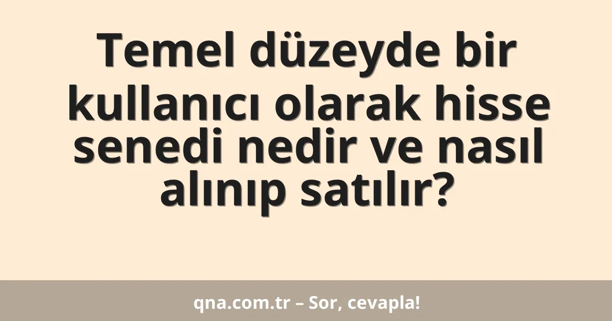 Temel düzeyde bir kullanıcı olarak hisse senedi nedir ve nasıl alınıp satılır?