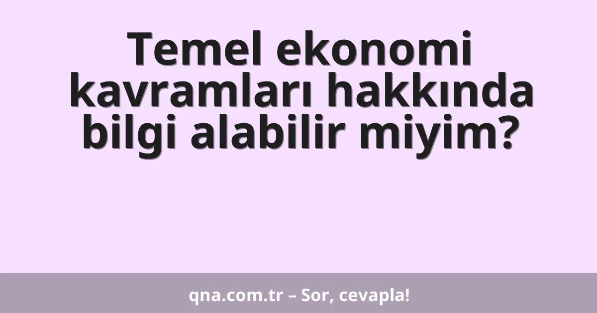 Temel ekonomi kavramları hakkında bilgi alabilir miyim?