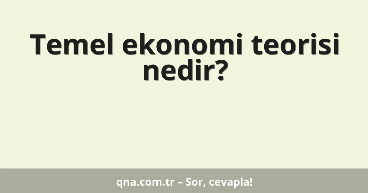 Temel ekonomi teorisi nedir?