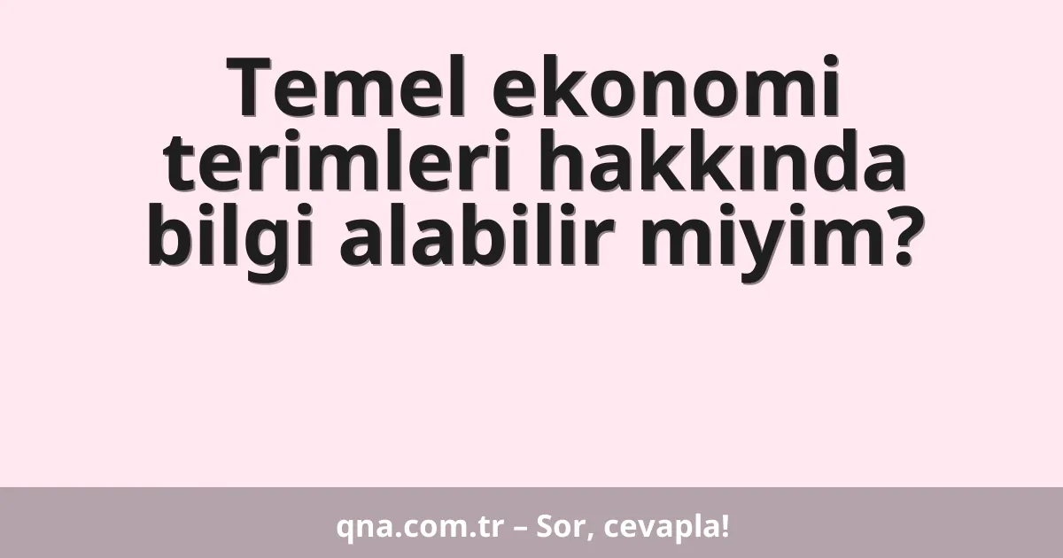 Temel ekonomi terimleri hakkında bilgi alabilir miyim?