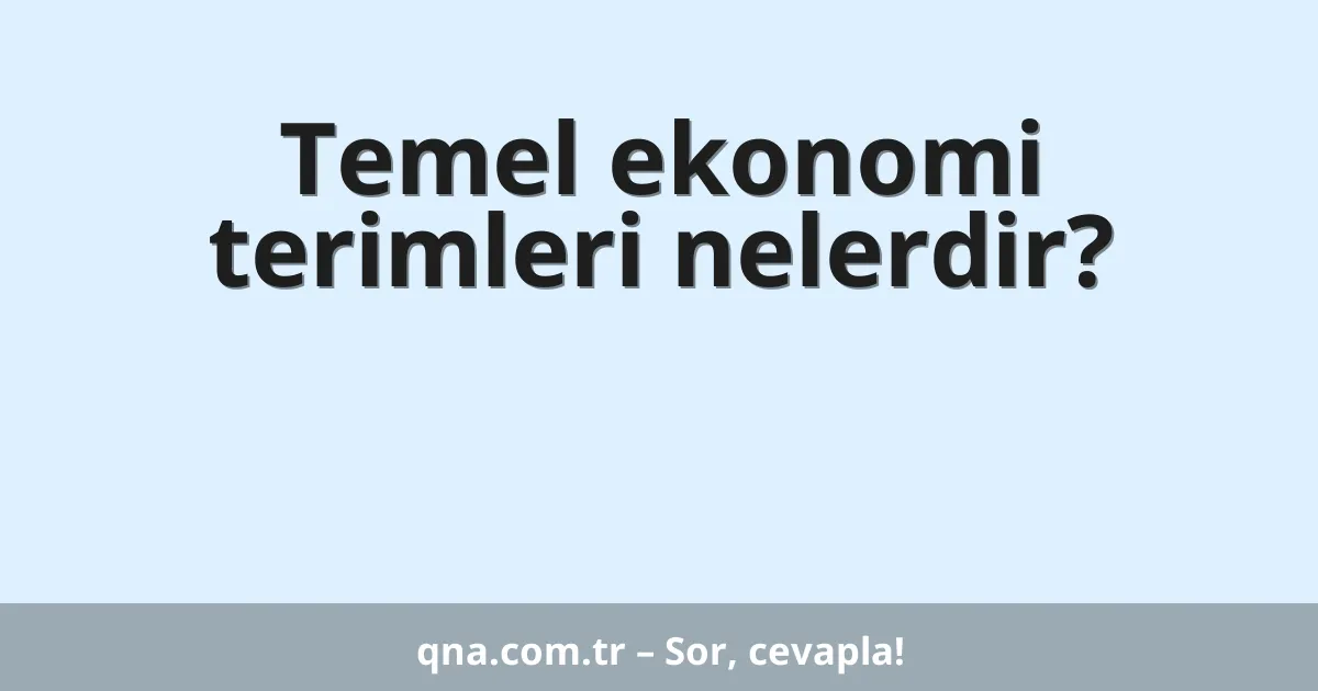 Temel ekonomi terimleri nedir?