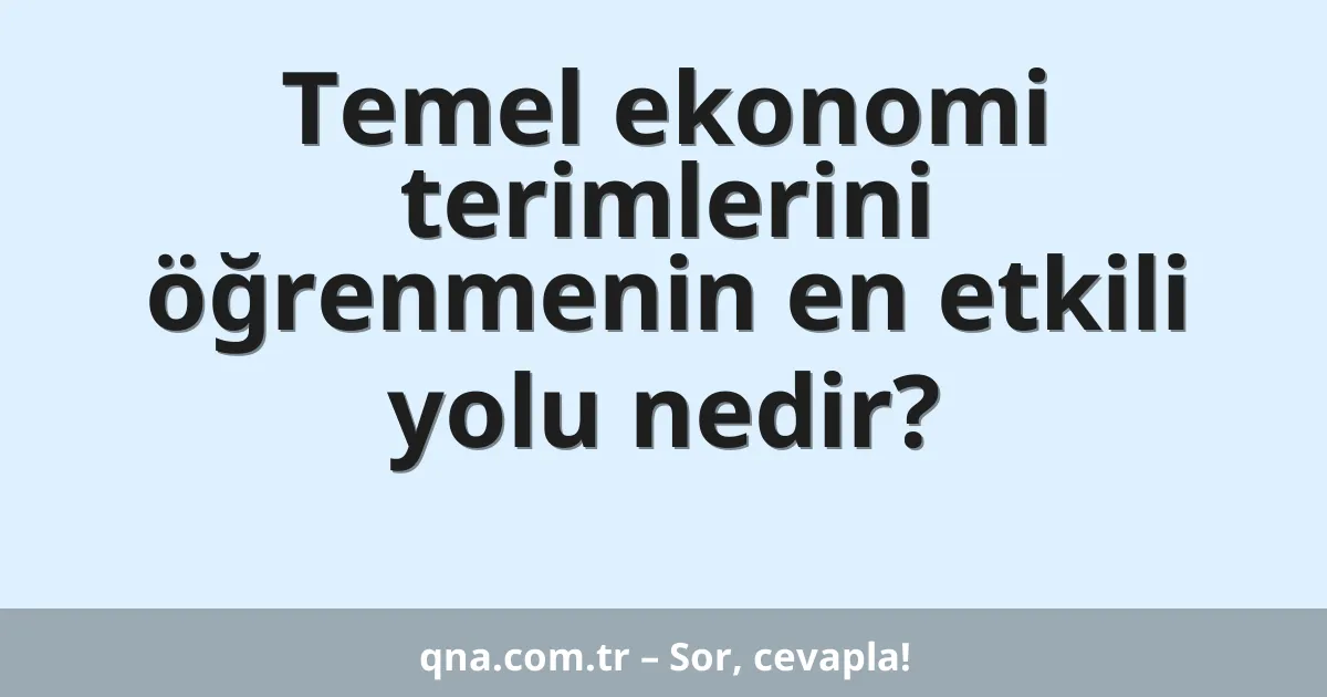Temel ekonomi terimlerini öğrenmenin en etkili yolu nedir?