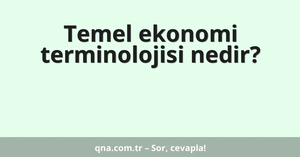 Temel ekonomi terminolojisi nedir?