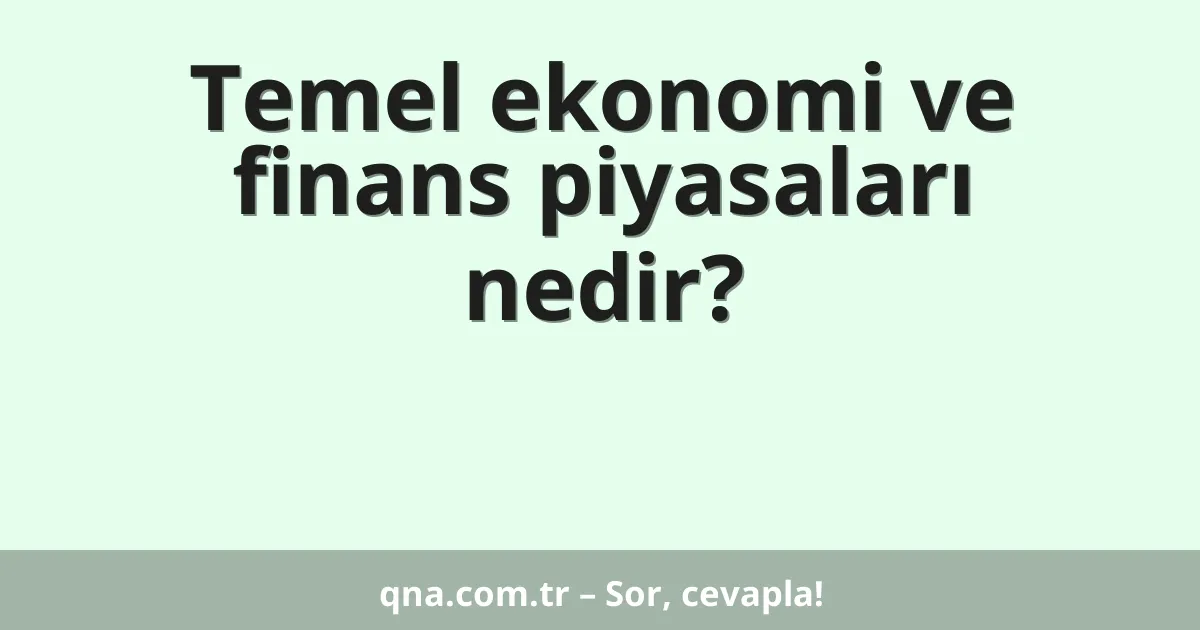 Temel ekonomi ve finans piyasaları nedir?