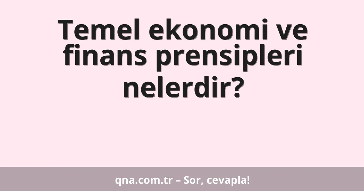 Temel ekonomi ve finans prensipleri nelerdir?