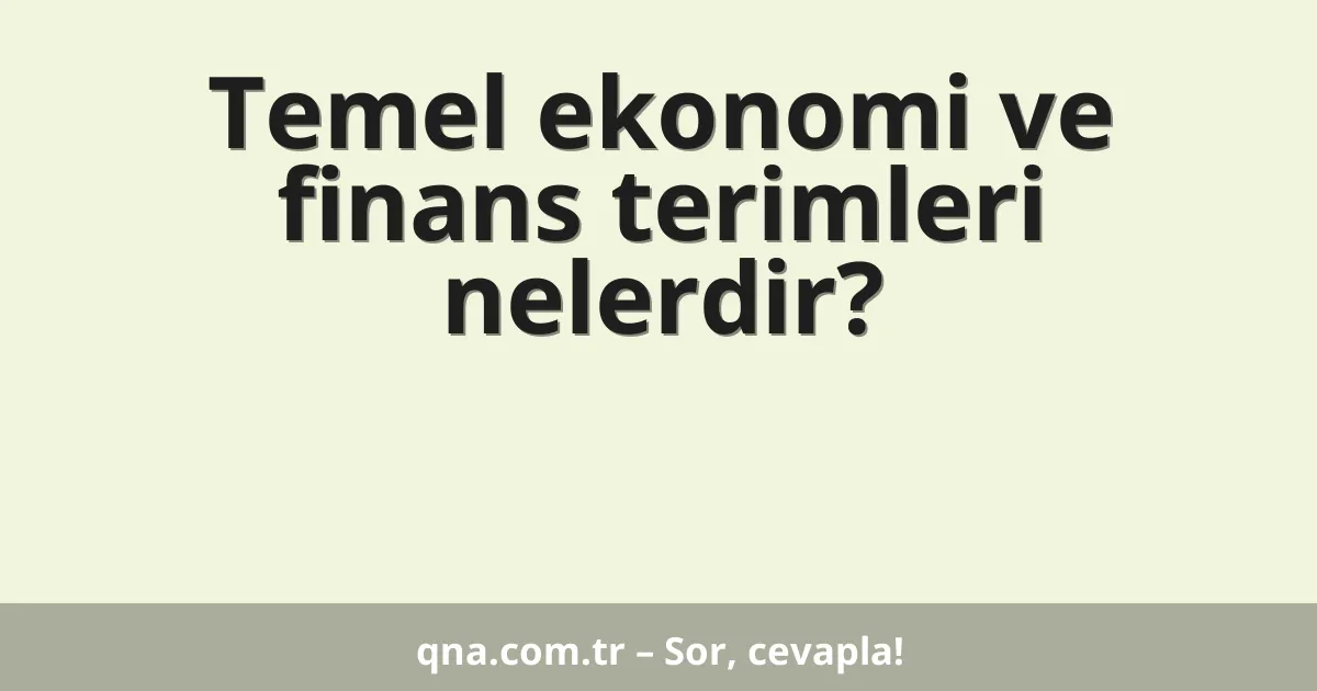 Temel ekonomi ve finans terimleri?