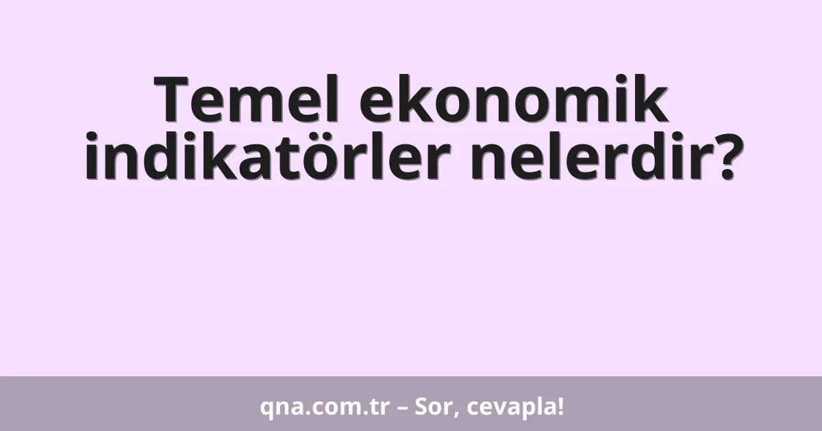 Temel ekonomik indikatörler nelerdir?