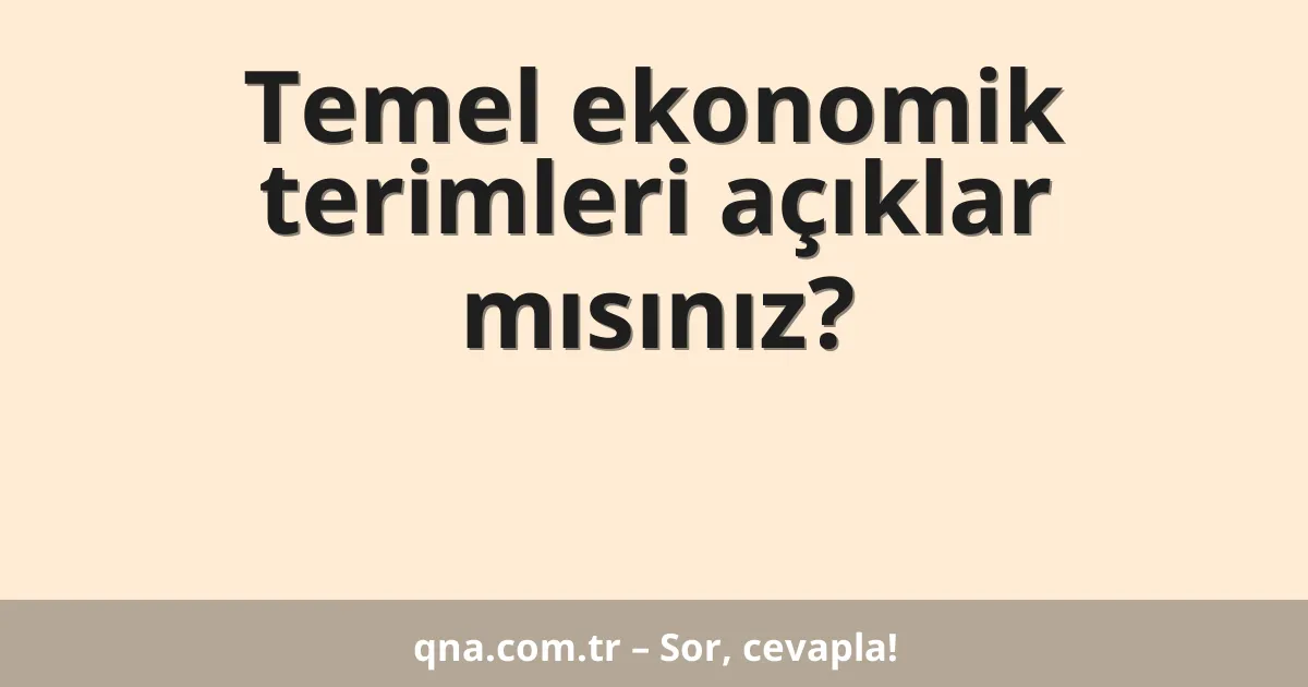 Temel ekonomik terimleri açıklar mısınız?