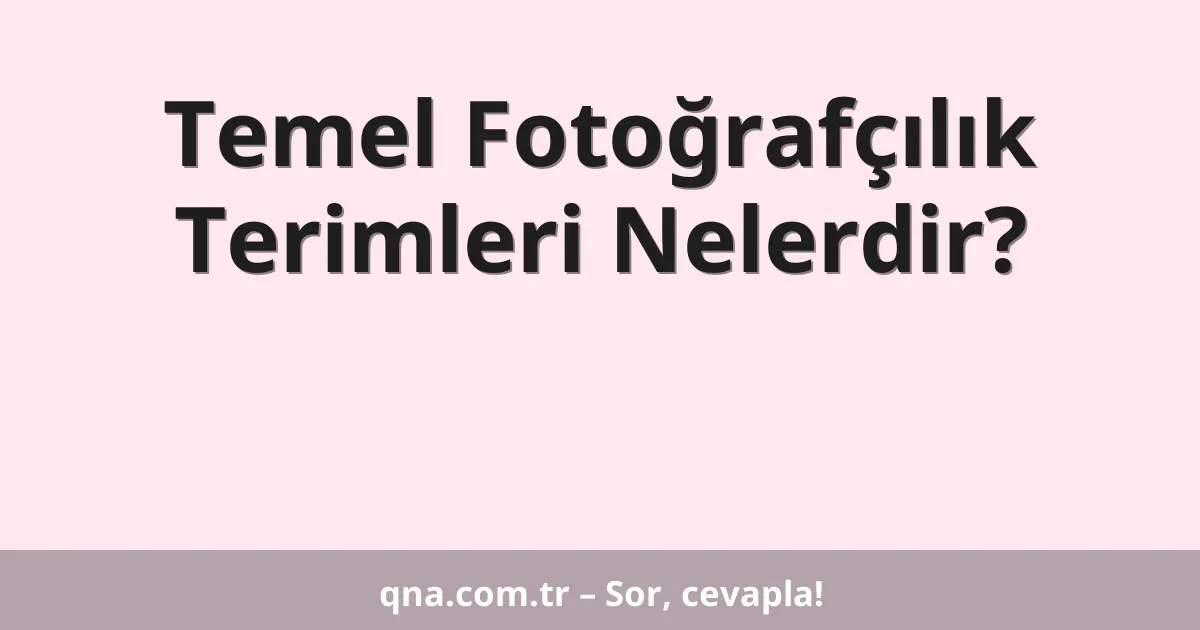 Temel Fotoğrafçılık Terimleri Nelerdir?