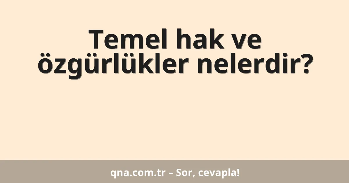 Temel hak ve özgürlükler nelerdir?