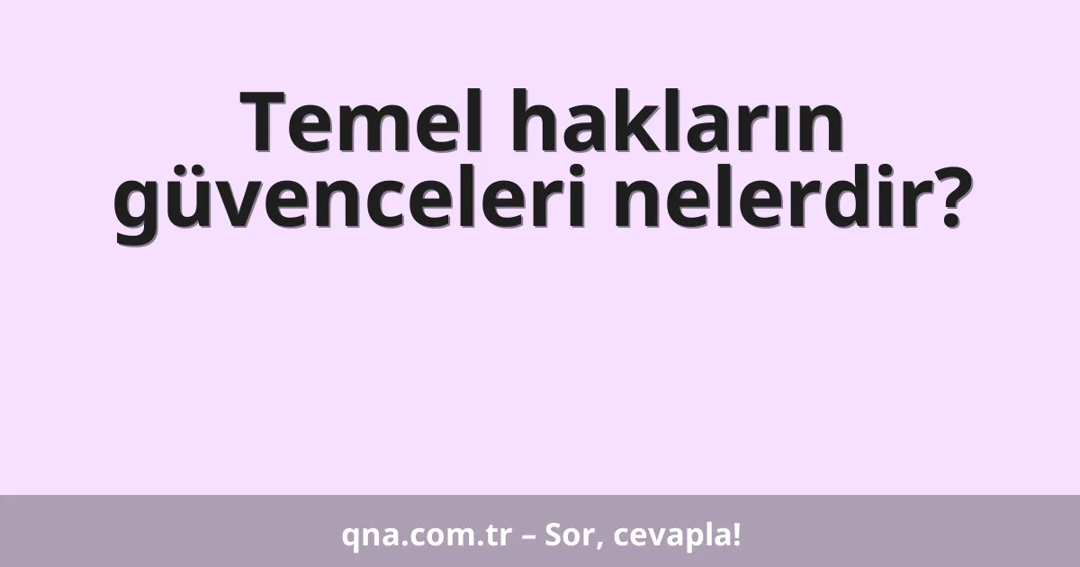 Temel hakların güvenceleri nelerdir?