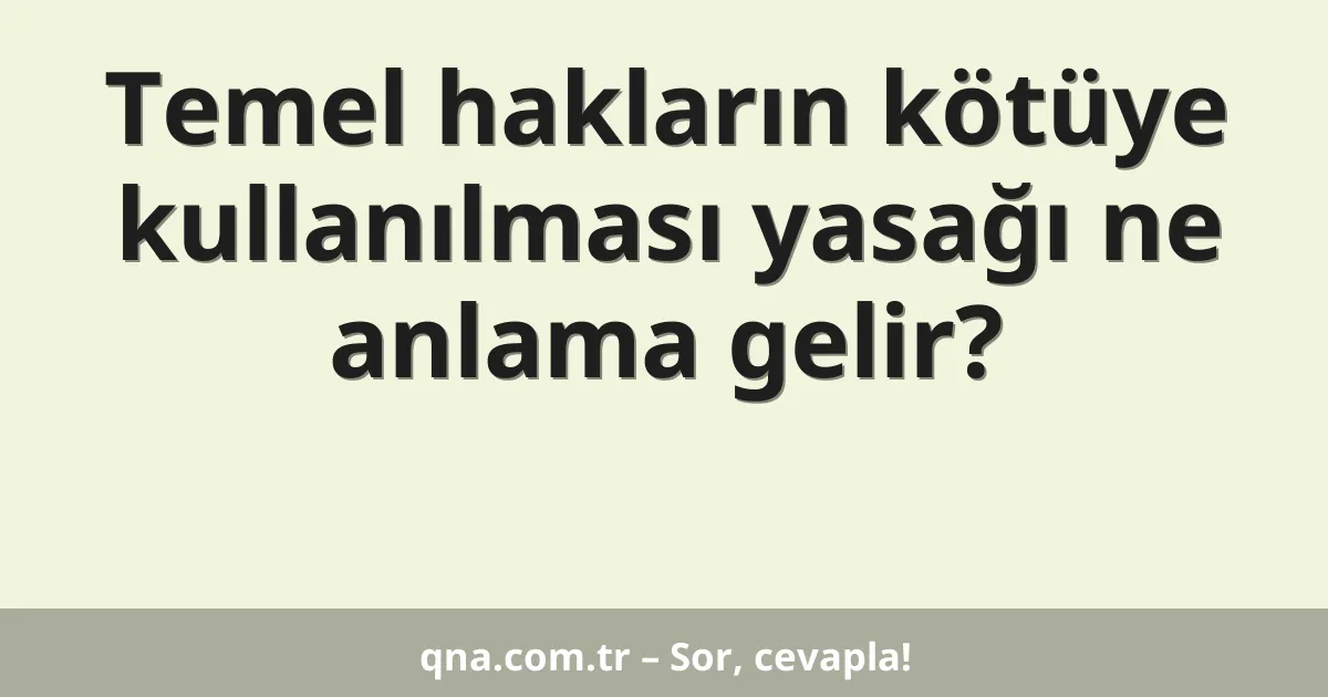 Temel hakların kötüye kullanılması yasağı ne anlama gelir?