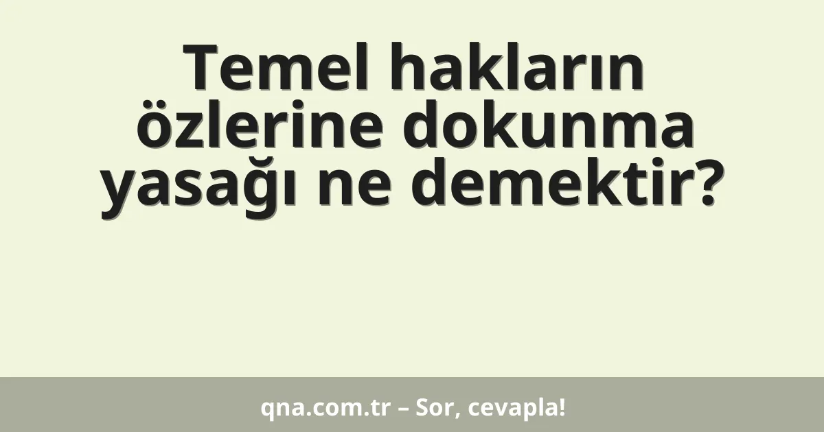 Temel hakların özlerine dokunma yasağı ne demektir?