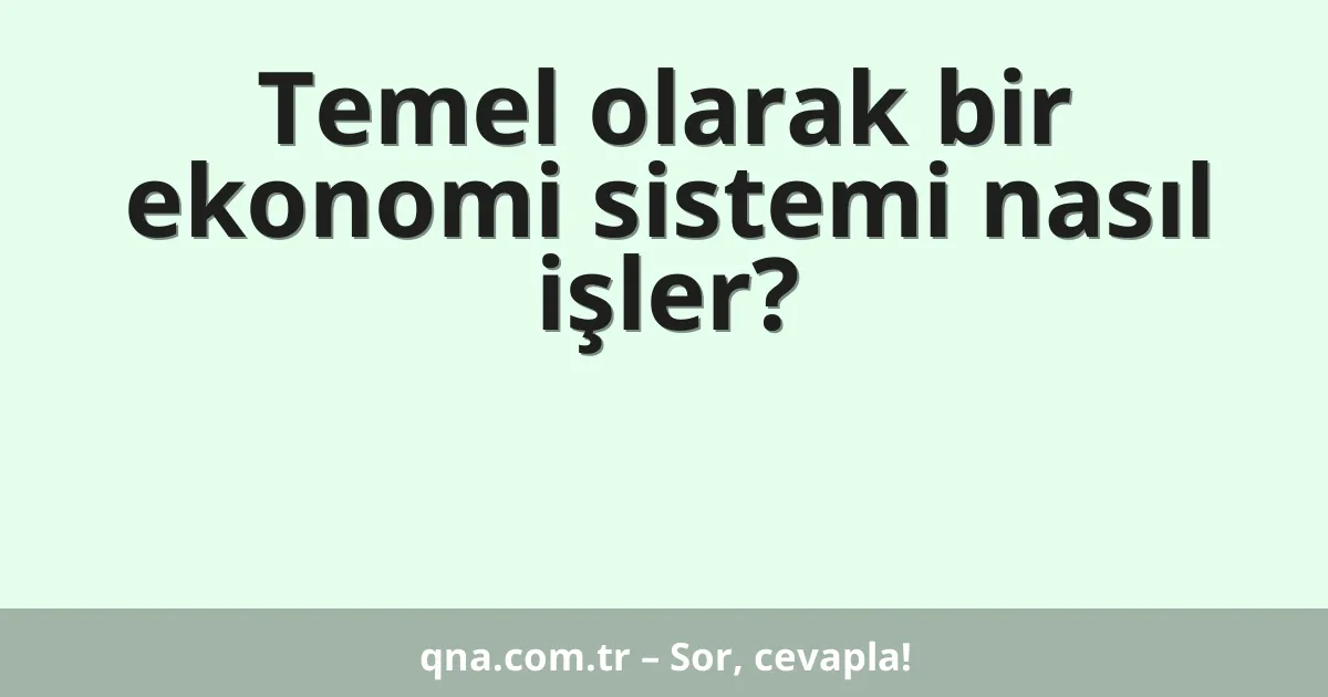 Temel olarak bir ekonomi sistemi nasıl işler?