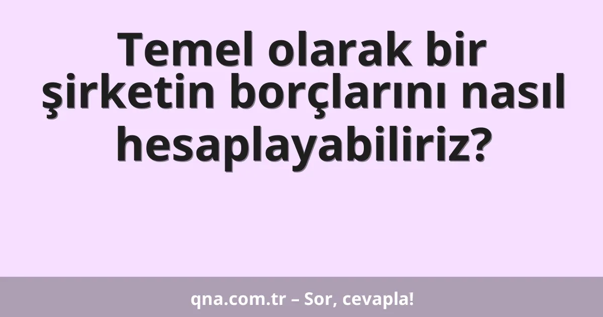 Temel olarak bir şirketin borçlarını nasıl hesaplayabiliriz?