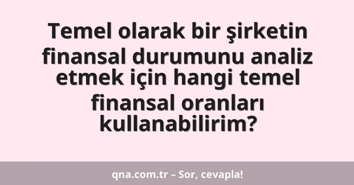 Temel olarak bir şirketin finansal durumunu analiz etmek için hangi temel finansal oranları kullanabilirim?