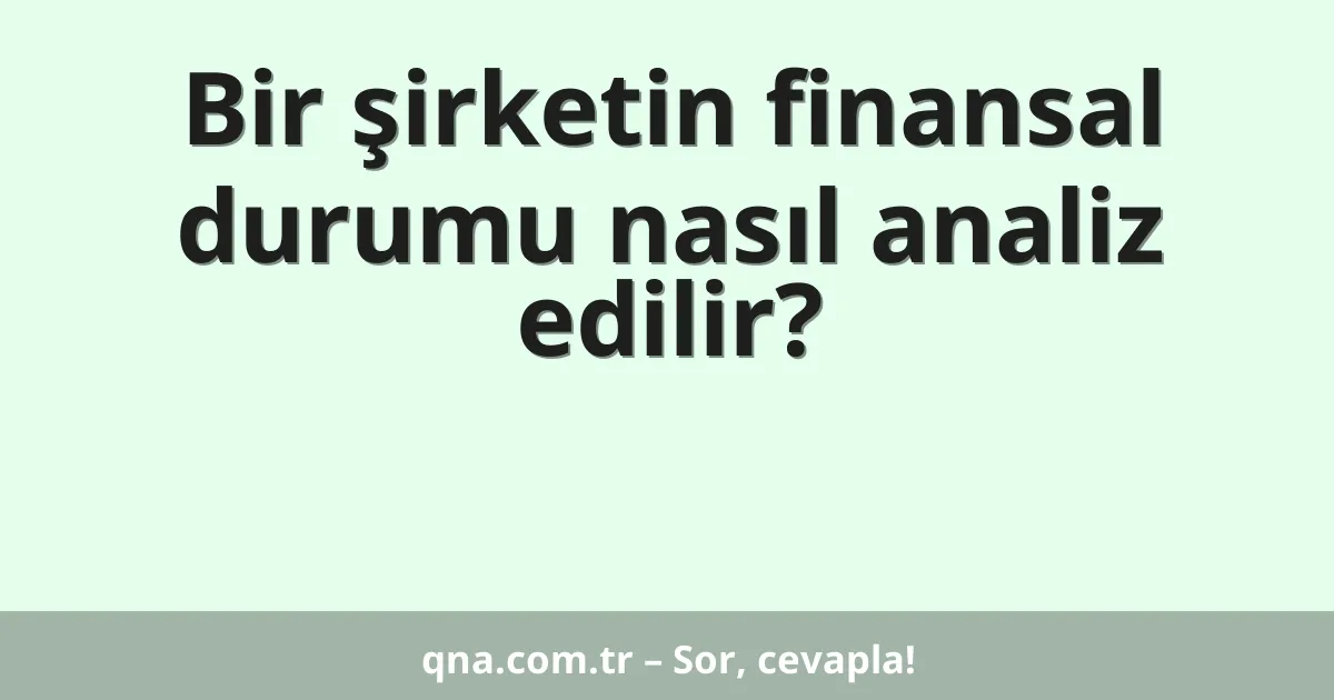 Temel olarak bir şirketin finansal durumunu nasıl analiz edebilirim?
