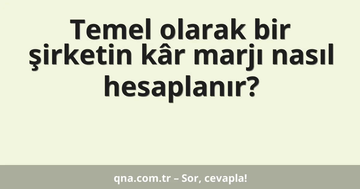 Temel olarak bir şirketin kâr marjı nasıl hesaplanır?
