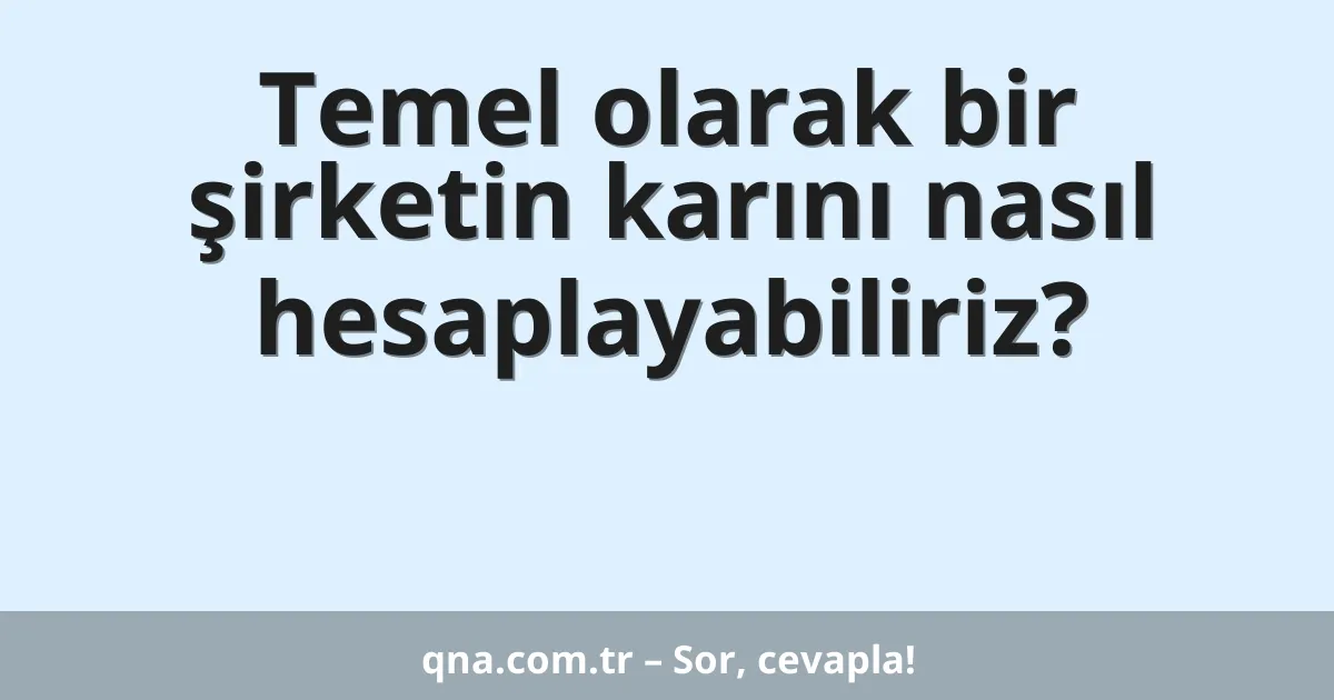 Temel olarak bir şirketin karını nasıl hesaplayabiliriz?