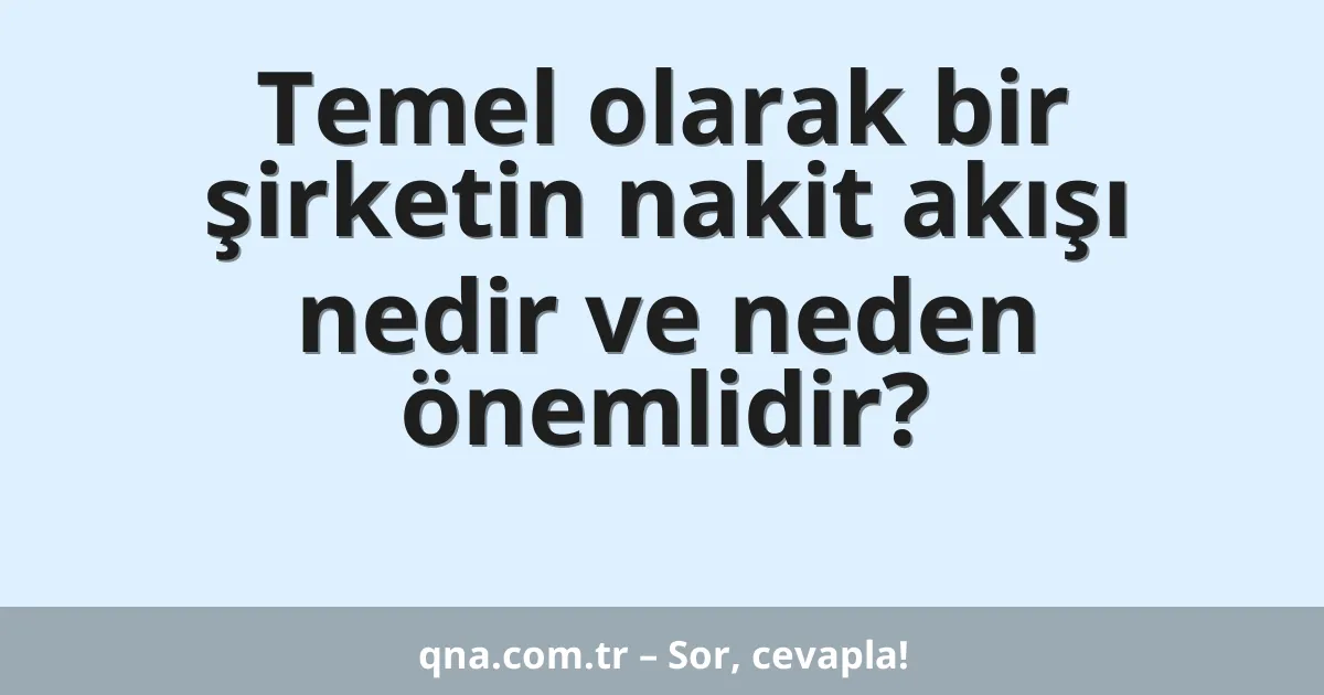 Temel olarak bir şirketin nakit akışı nedir ve neden önemlidir?