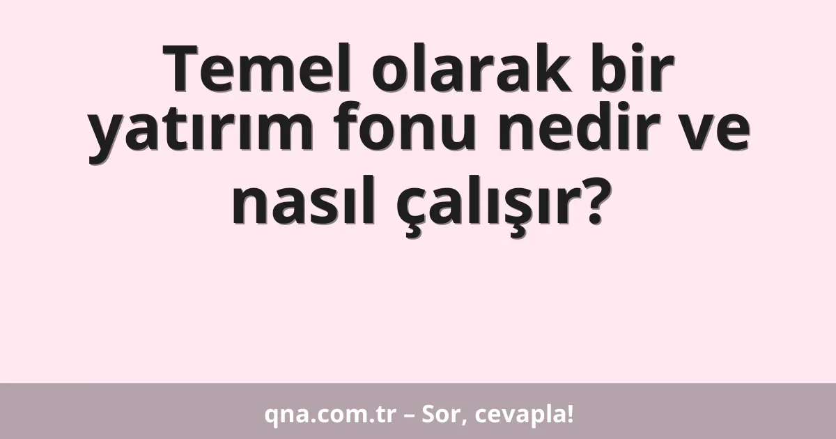 Temel olarak bir yatırım fonu nedir ve nasıl çalışır?