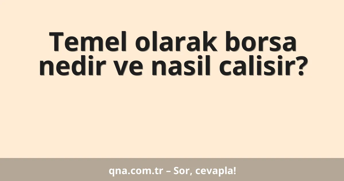 Temel olarak borsa nedir ve nasil calisir?