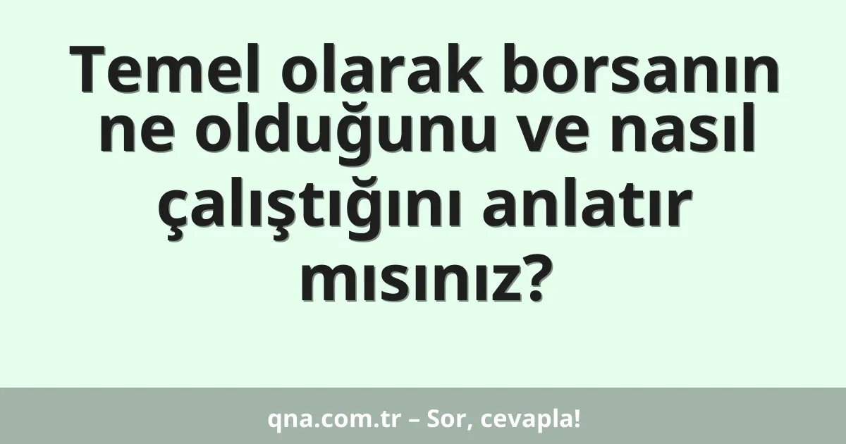 Temel olarak borsanın ne olduğunu ve nasıl çalıştığını anlatır mısınız?