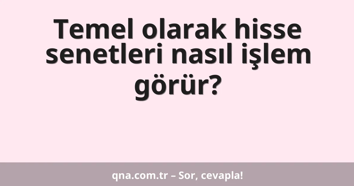 Temel olarak hisse senetleri nasıl işlem görür?