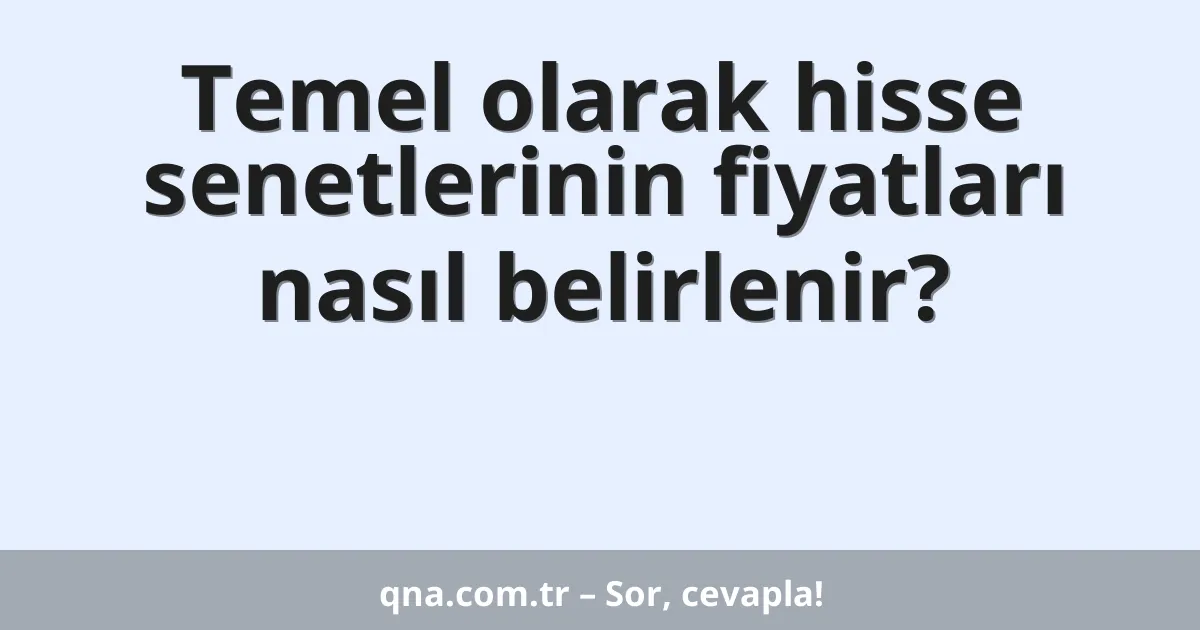 Temel olarak hisse senetlerinin fiyatları nasıl belirlenir?