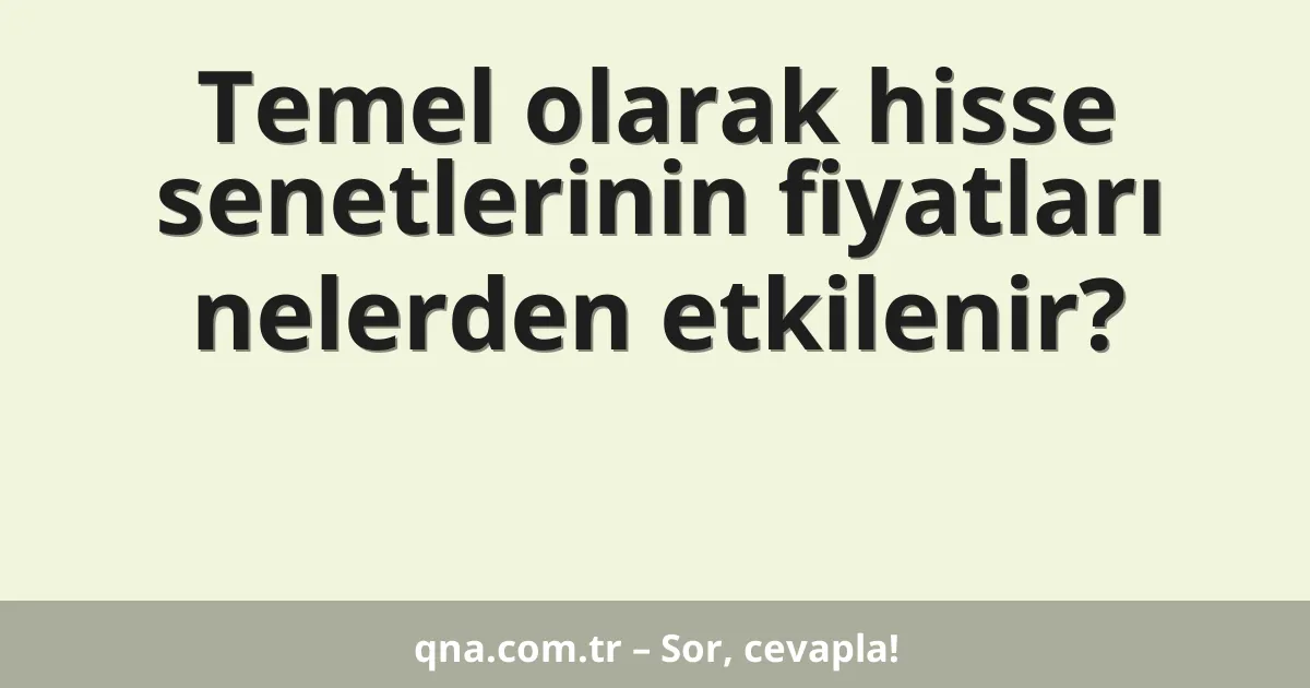 Temel olarak hisse senetlerinin fiyatları nelerden etkilenir?