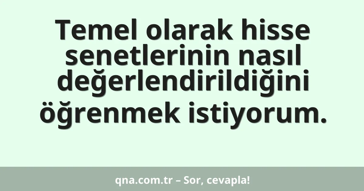 Temel olarak hisse senetlerinin nasıl değerlendirildiğini öğrenmek istiyorum.