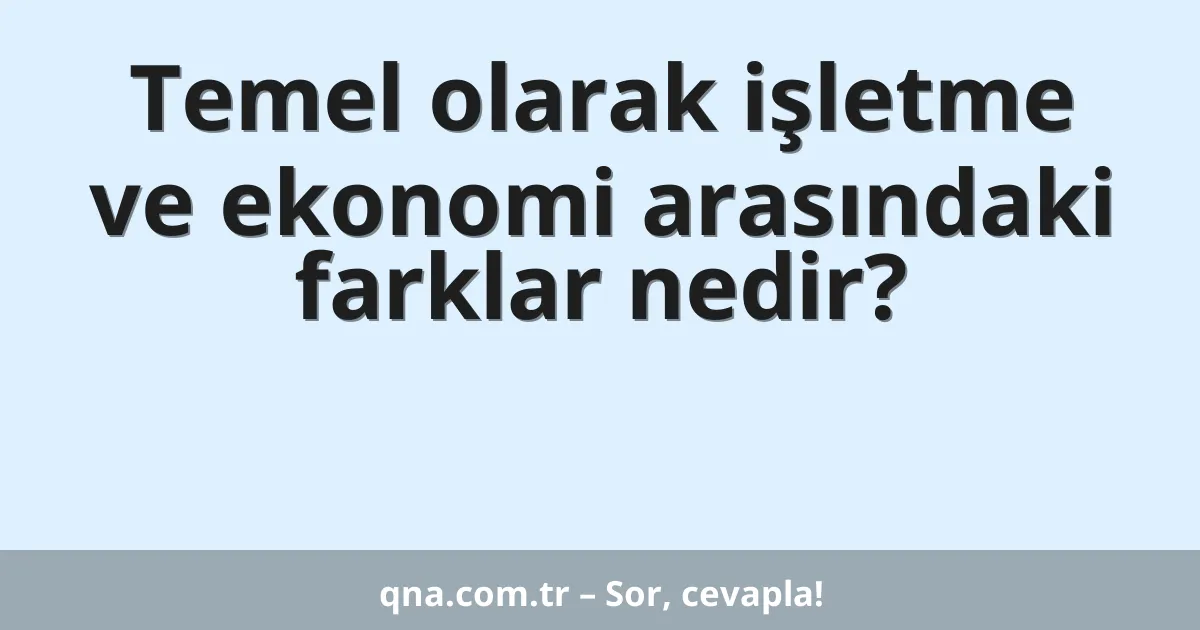 Temel olarak işletme ve ekonomi arasındaki farklar nedir?