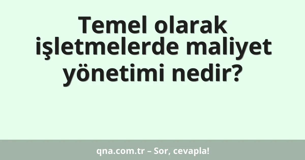 Temel olarak işletmelerde maliyet yönetimi nedir?