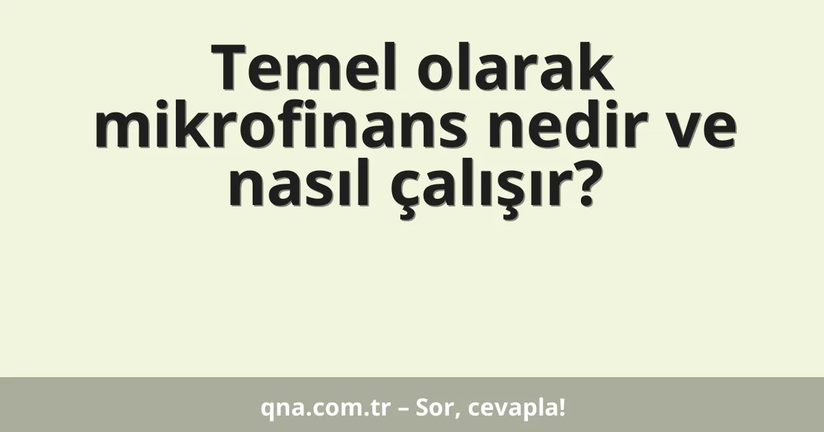 Temel olarak mikrofinans nedir ve nasıl çalışır?