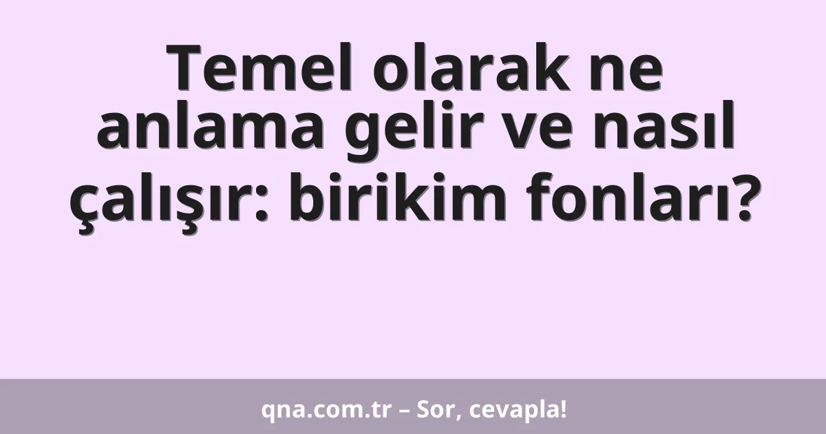 Temel olarak ne anlama gelir ve nasıl çalışır: birikim fonları?