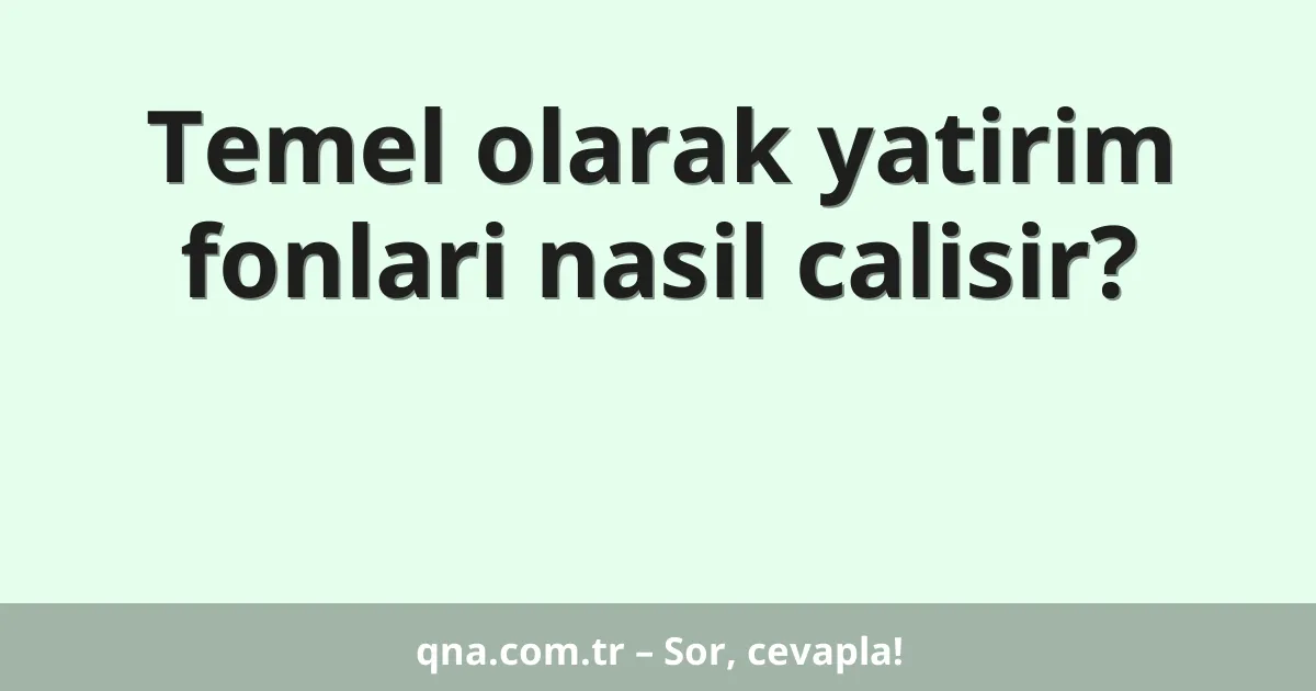 Temel olarak yatirim fonlari nasil calisir?