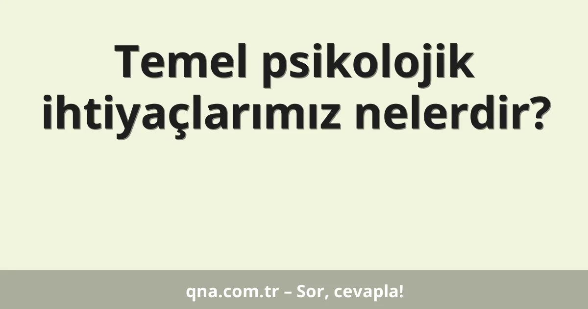 Temel psikolojik ihtiyaçlarımız nelerdir?