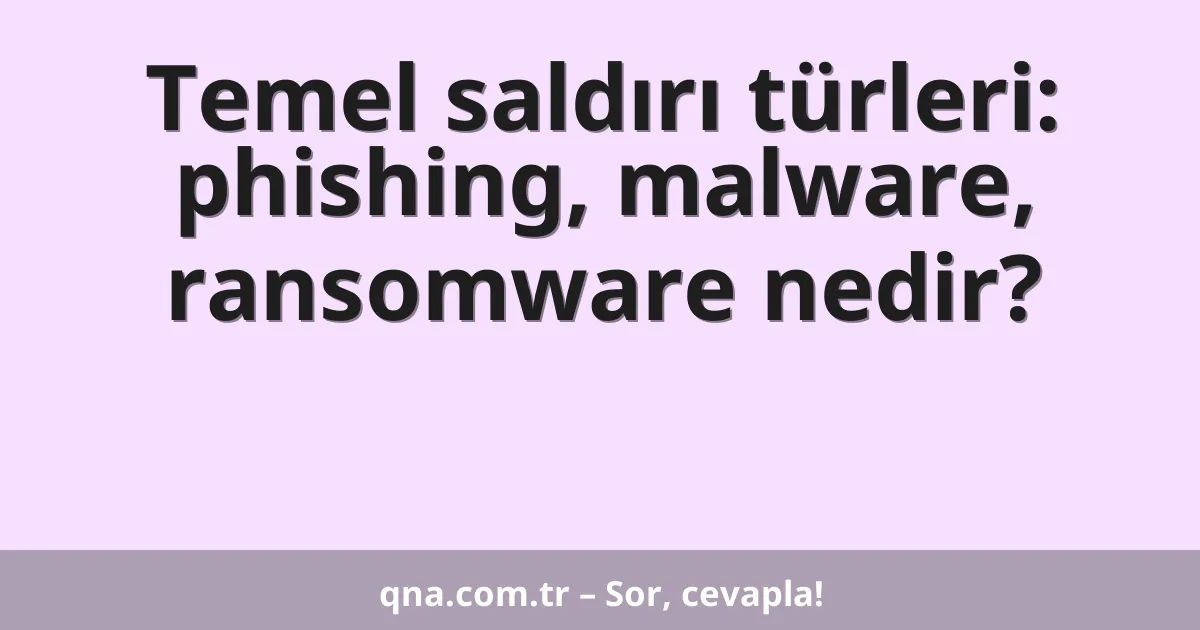 Temel saldırı türleri: phishing, malware, ransomware nedir?