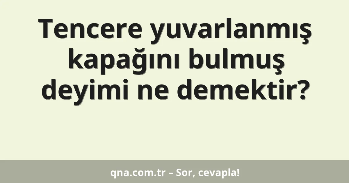 Tencere yuvarlanmış kapağını bulmuş deyimi ne demektir?
