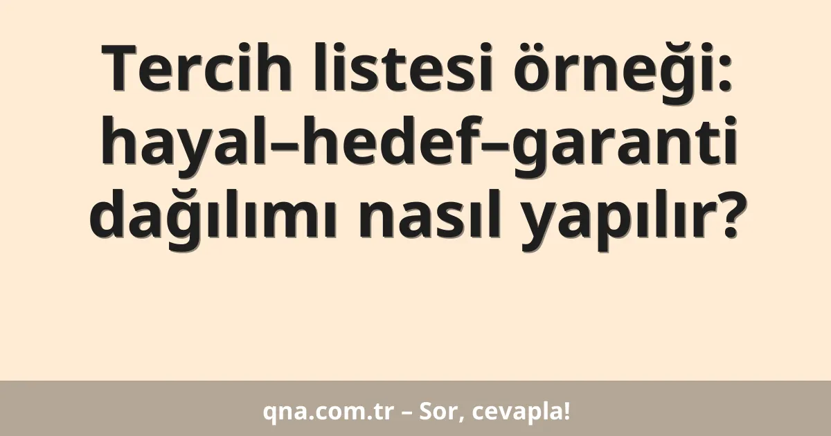 Tercih listesi örneği: hayal–hedef–garanti dağılımı nasıl yapılır?