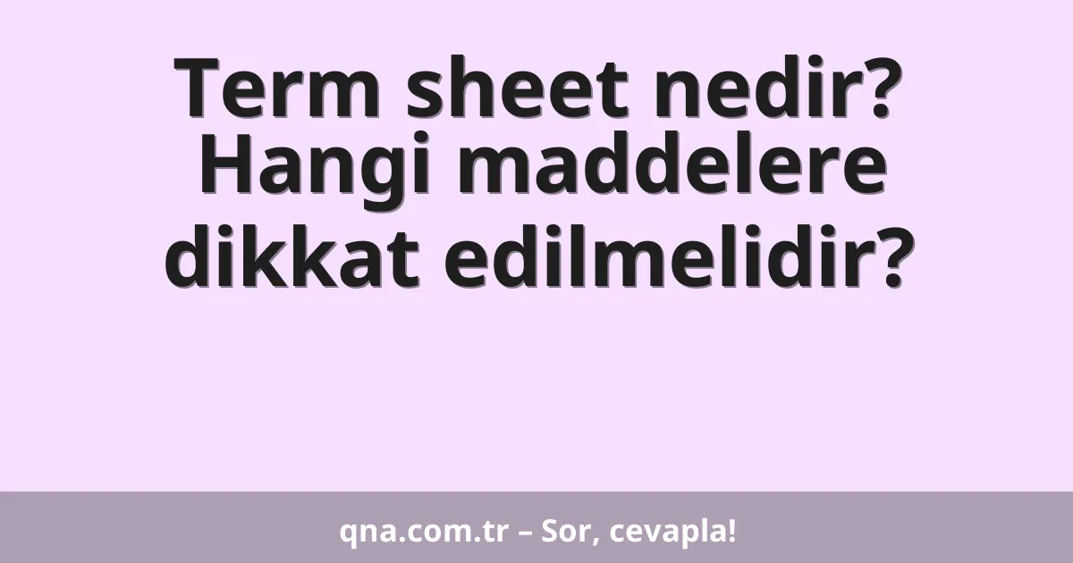 Term sheet nedir? Hangi maddelere dikkat edilmelidir?