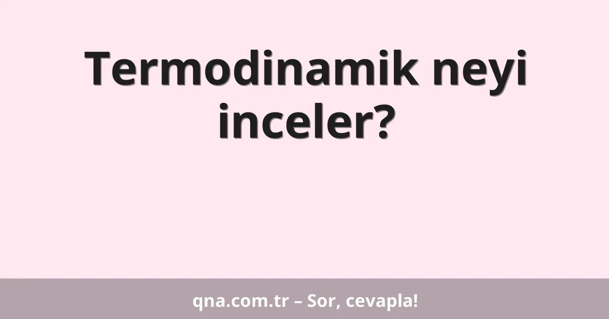 Termodinamik neyi inceler?