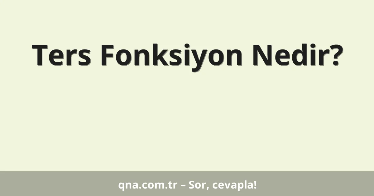 Ters Fonksiyon Nedir?