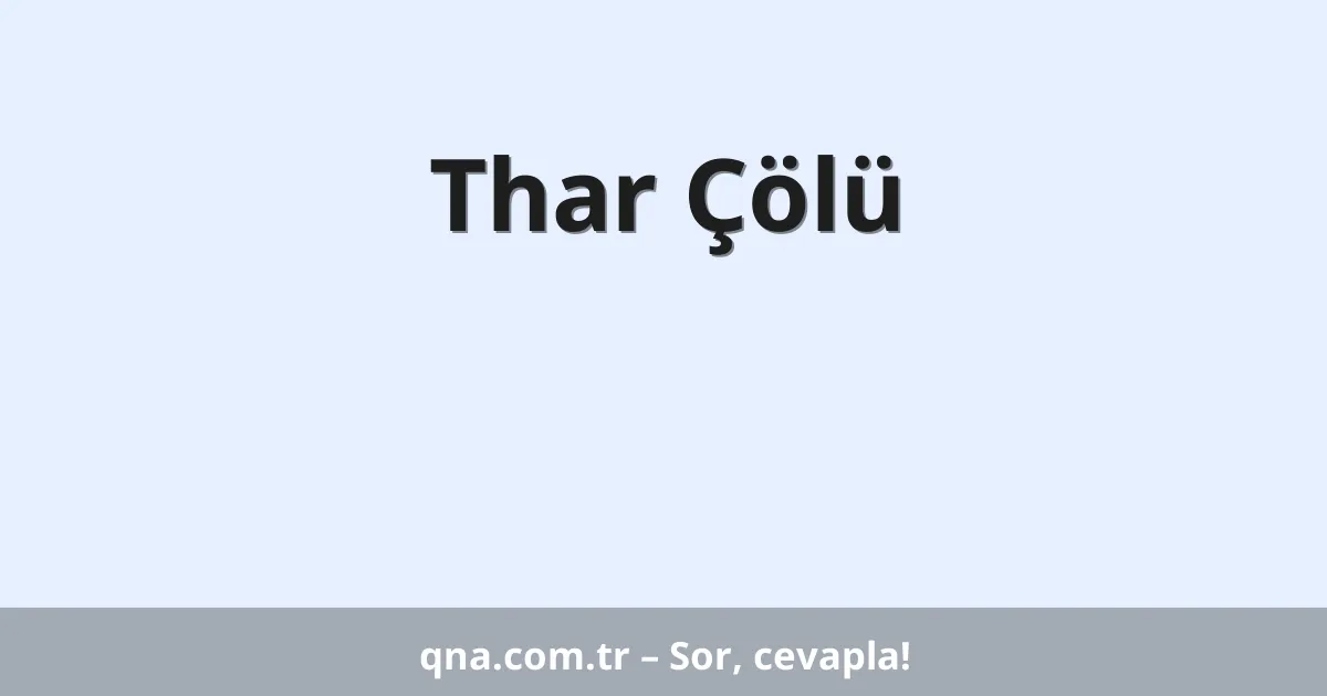 Thar Çölü