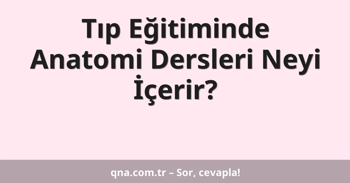 Tıp Eğitiminde Anatomi Dersleri Neyi İçerir?
