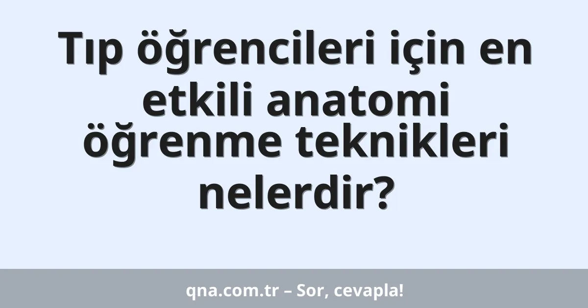 Tıp öğrencileri için en etkili anatomi öğrenme teknikleri nelerdir?