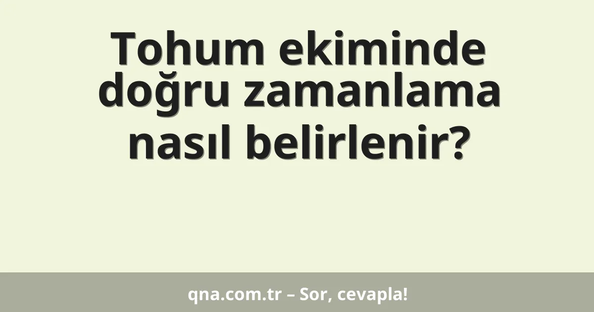 Tohum ekiminde doğru zamanlama nasıl belirlenir?