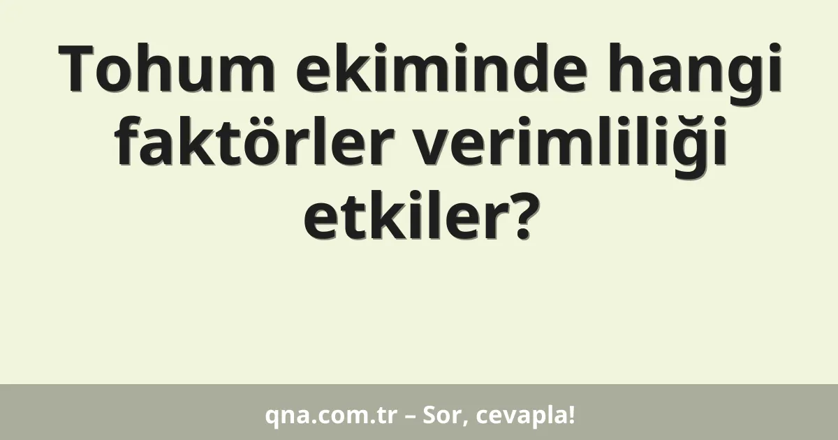 Tohum ekiminde hangi faktörler verimliliği etkiler?